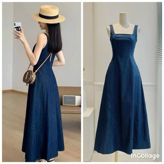 [ Hàng Thiết Kế From Chuẩn ] Váy Jeans xanh dáng Suông sát nách , nhẹ nhàng , thanh lịch mặc hàng ngày - HN Store