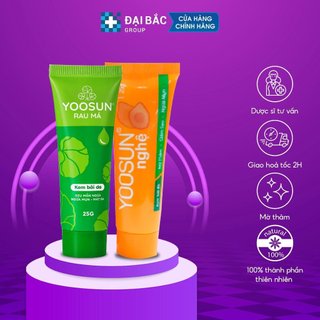 Bộ sản phẩm ngừa mụn, dịu mẩn ngứa, hết thâm YOOSUN Nghệ, YOOSUN Rau má 25gr/tuýp