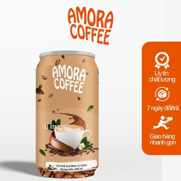 Lon cà phê Amora hương vani 330ml