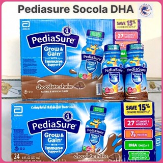 ❤ [Quận 3] [Date 3/2025] Thùng 24 chai Sữa nước Pediasure Socola DHA Grow Gain 237ml Mỹ Chocolate tăng cân chiều cao