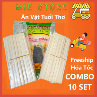 COMBO 10 SET Bò bía đầy đủ bịch lá cuốn loại to, 6 thanh kẹo, vừng đồ ăn vặt Hà Nội siêu hot