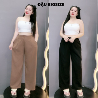  Quần ống suông bigsize nữ chất tuyết mưa mềm mịn ít nhăn có khóa kéo lưng chun sau co giãn - QS 