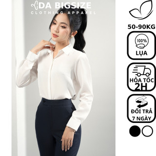 Dabigsize - Áo Bigsize Nữ Kiểu Sơ Mi Tay Dài Công Sở Chất Lụa Mềm Mịn Che Khuyết Điểm Dành Cho Người Mập 50-90kg