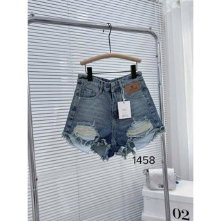 quần short jeans nữ lưng cao túi lòi chất vải dày dặn