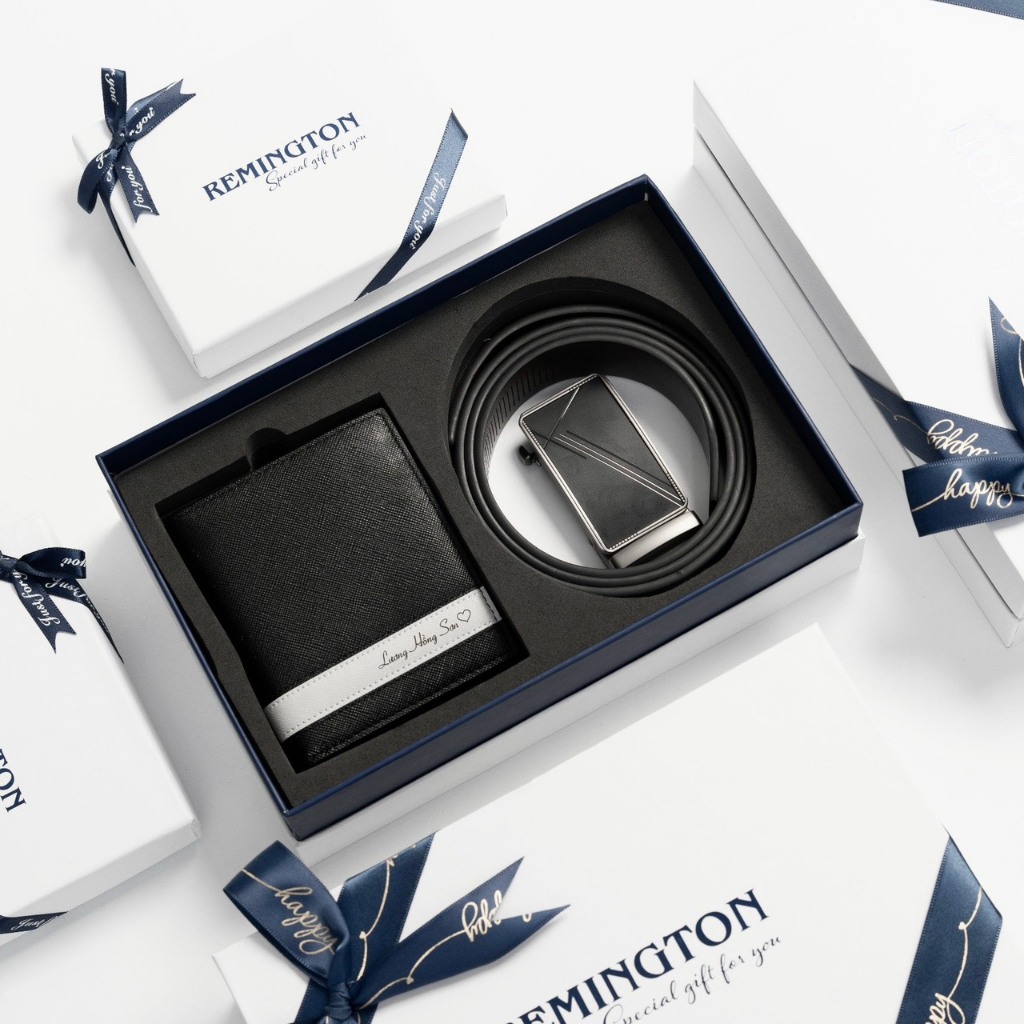 Set ví thắt lưng nam fullbox chính hãng Remington miễn phí in 3 ảnh và tặng kèm hộp, túi giấy làm qu