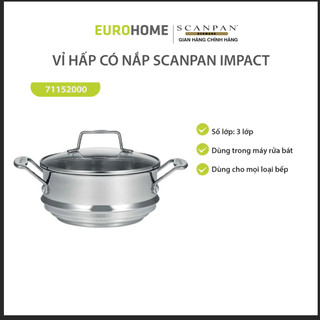 Vỉ hấp có nắp scanpan impact size 16-18-20cm 71152000, inox chuẩn 304, an toàn trong máy rửa bát
