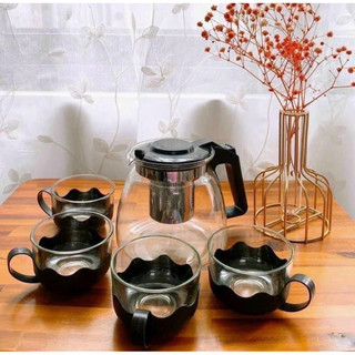 BỘ BÌNH THUỶ TINH PHA TRÀ KÈM 4 CỐC