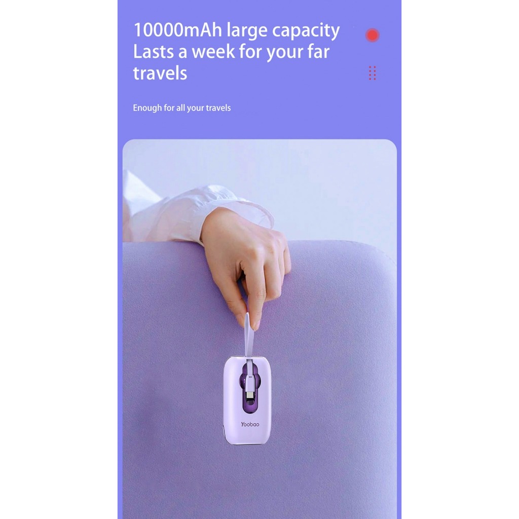 Sạc dự phòng Yoobao LK11 10000mAh 22,5W | Màn hình LED | Tích hợp cáp sạc Type C & Lightning | Bảo hành 12 tháng | BigBuy360 - bigbuy360.vn