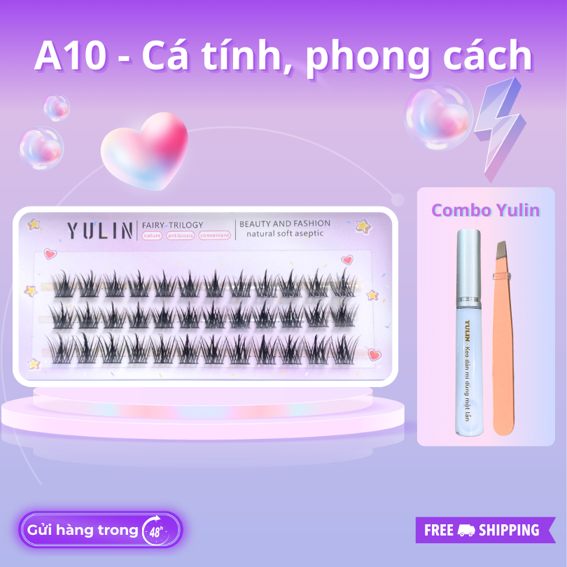 Mi giả tách sợi siêu mảnh và tự nhiên YULIN mã A10, mi tách sợi tặng kèm keo và kẹp lấy