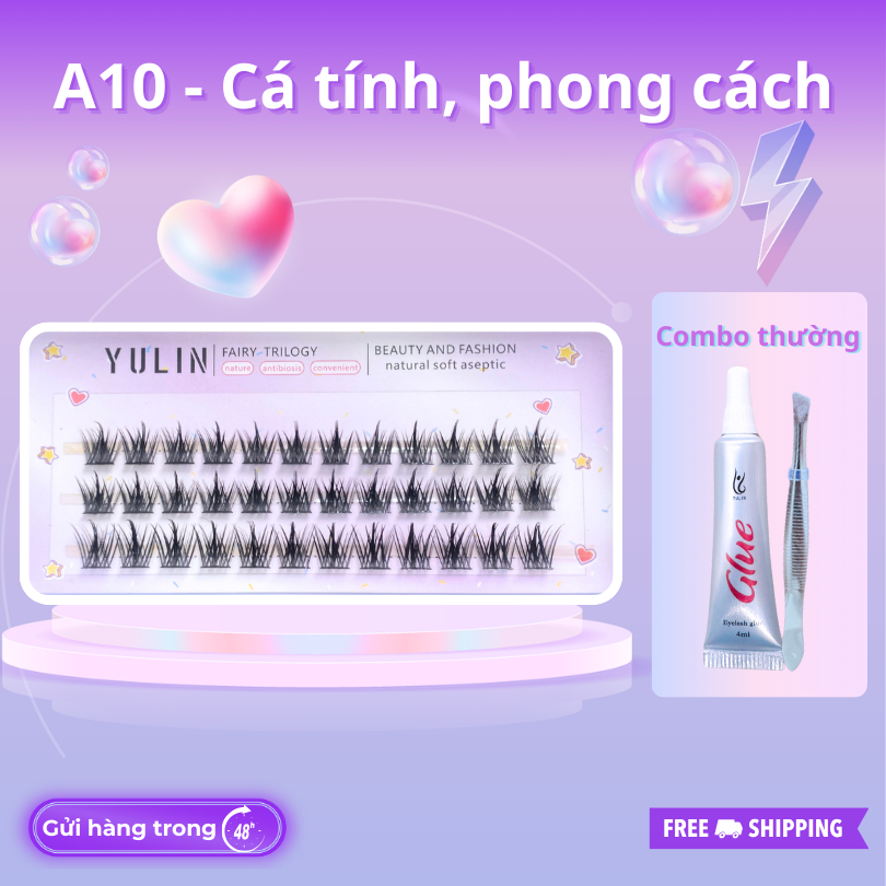 Mi giả tách sợi siêu mảnh và tự nhiên YULIN mã A10, mi tách sợi tặng kèm keo và kẹp lấy