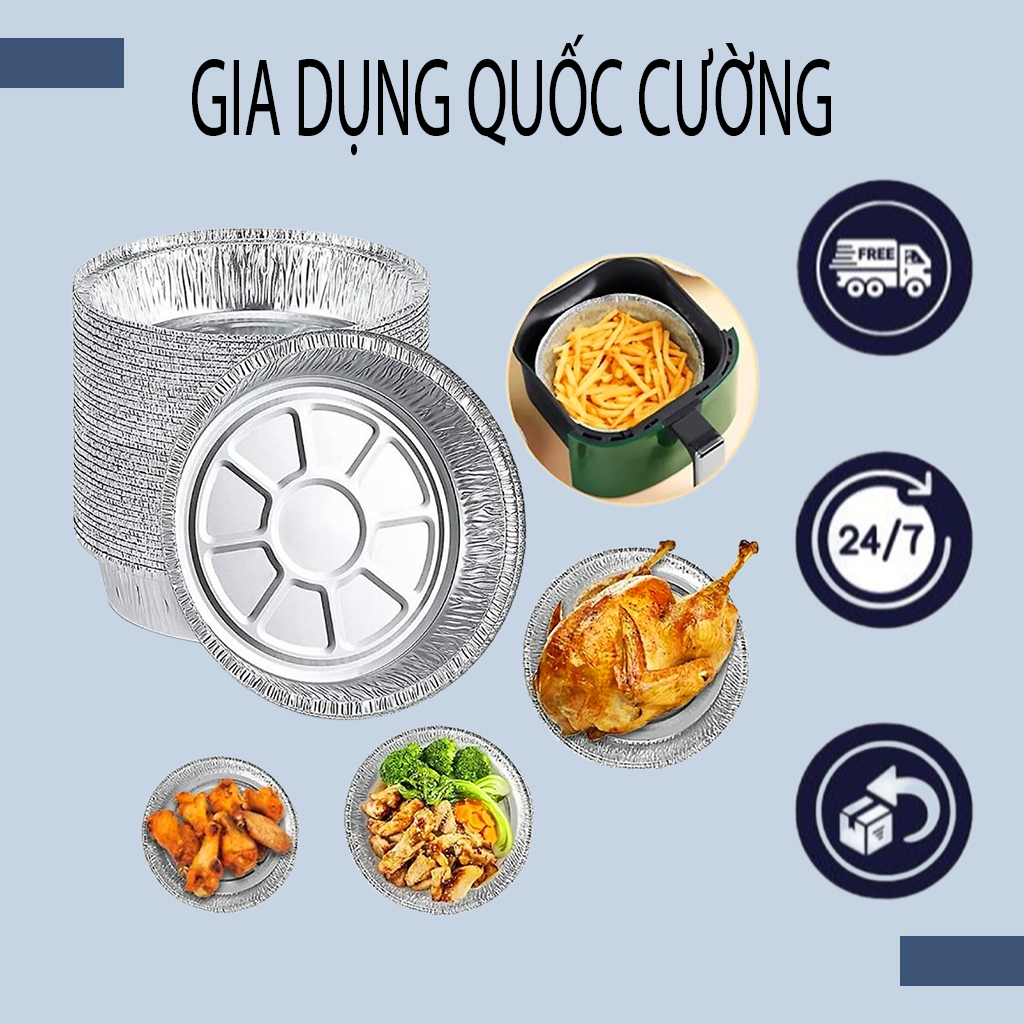 Khay Giấy Bạc Lót Nồi Chiên Không Dầu, khuôn giấy bạc, giấy bạc nướng đủ các size 18 20 22cm