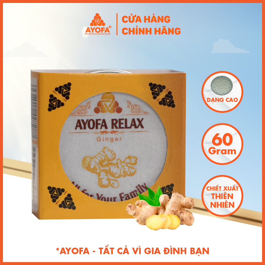 Cao Thảo Mộc Cho Mẹ và Bé AYOFA RELAX 60g Hương Gừng Giảm Ho, Giảm Ngứa Côn Trùng Cắn, Vết Bầm Tím