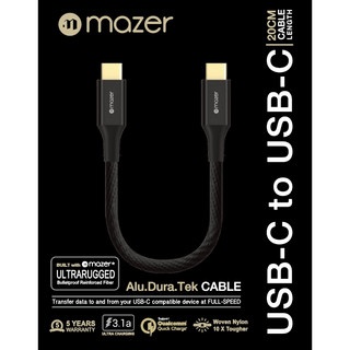 Cáp Mazer Alu/.Dura/.Tek USB-C to USB-C 3.1A/0.2M [CHÍNH HÃNG PHÂN PHỐI]