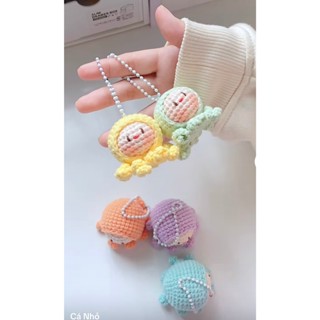 (Có sẵn) Móc khoá len handmade Chú bạch tuộc cute làm quà tặng cho bạn bè, người thân, móc khoá nhóm (sỉ từ 20 bó)