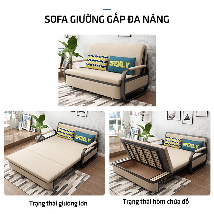 Giường sofa đa năng , ghế sofa khung sơn tĩnh điện cao cấp , có ngăn chứa đồ ( rộng 1m58 - dài 1m9 ) | BigBuy360 - bigbuy360.vn
