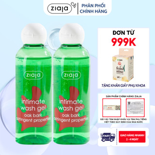 Combo 2 lọ dung dịch vệ sinh phụ nữ Intimate vỏ sồi ziaja giúp cân bằng độ PH tự nhiên, se khít, dưỡng ẩm sâu 200ml