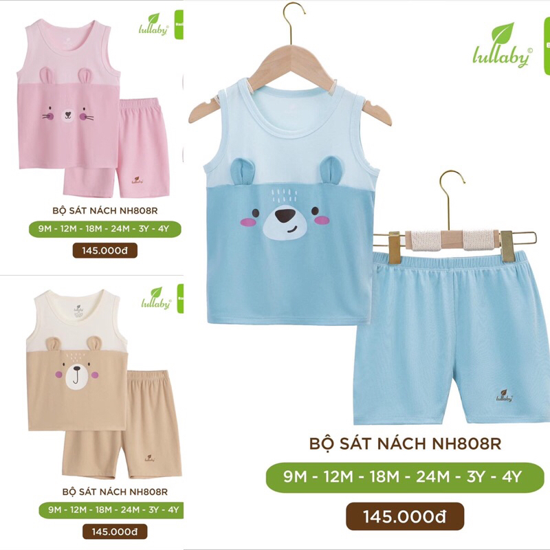 LULLABY Bộ ba lỗ cho bé trai bé gái hãng Lullaby