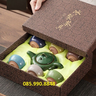 (XẢ KHO) Ấm trà 7 món [MEN RẠN CAO CẤP], Bộ ấm trà uống chè, pha trà đạo