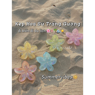 Kẹp hoa sứ tráng gương xà cừ lấp lánh cầu vồng sang chảnh