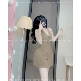 ĐẦM CỔ YẾM NÚT BỌC HỞ LƯNG