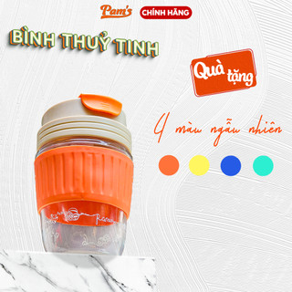 Bình Thuỷ Tinh Bọc Silicone Đựng Sữa Hạt 350ml Pams