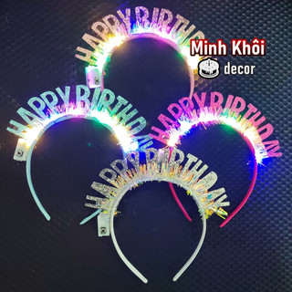 COMBO 10 Bờm, Băng Đô Cài Tóc Sinh Nhật HAPPY BIRTHDAY Đính Đá Trắng,Vàng
