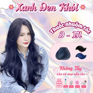  Thuốc Nhuộm Tóc Thuốc Nhuộm Tóc Màu XANH ĐEN KHÓI Tặng Oxi Trợ Dưỡng,Bao Tay Mũ Trùm Bịt Tai. 