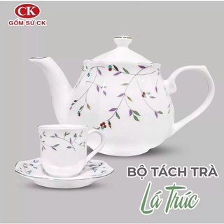 Bộ bình trà tách trà gốm sứ CK Việt Nam