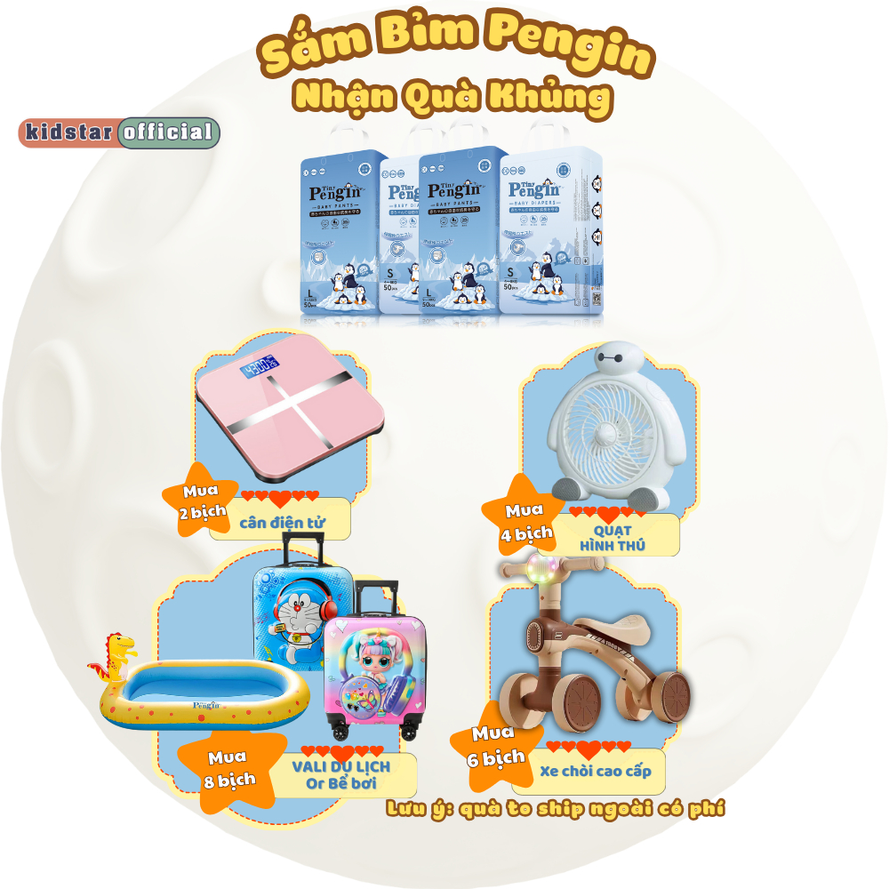 Bỉm pengin tặng quà, bỉm pengin chính hàng, bỉm tặng xe chòi cho bé - Kidstar Official 2