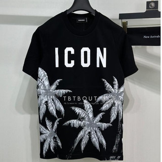 Áo thun nam dsq cây dừa, áo phông dsq in họa tiết cây dừa hình in sắc nét from rộng chất vải cotton lạnh cao cấp