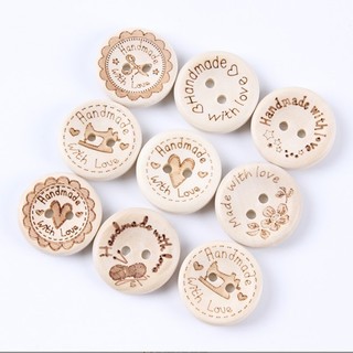 [Size 20mm] - Cúc gỗ handmade trang trí - Đính áo mũ