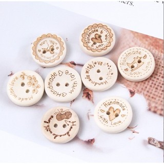 [Size 20mm] - Cúc gỗ handmade trang trí - Đính áo mũ