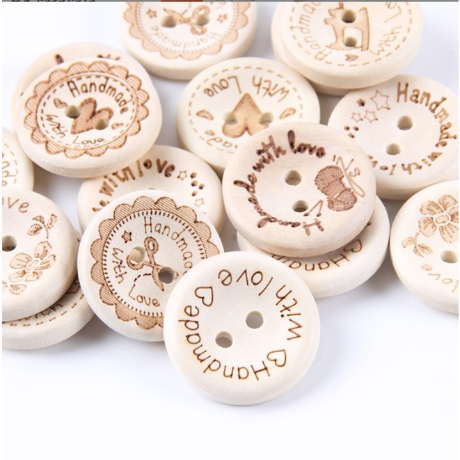 [Size 20mm] - Cúc gỗ handmade trang trí - Đính áo mũ