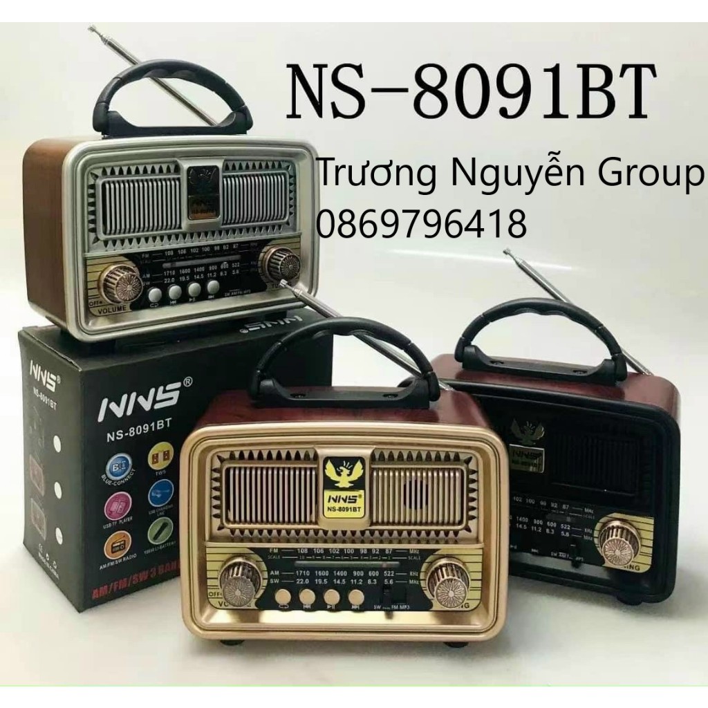 Đài Radio NNS 8091BT cổ điển chất liệu gỗ, bắt sóng khỏe, đầy đủ chức năng MP3 Bluetooth, TF, USB