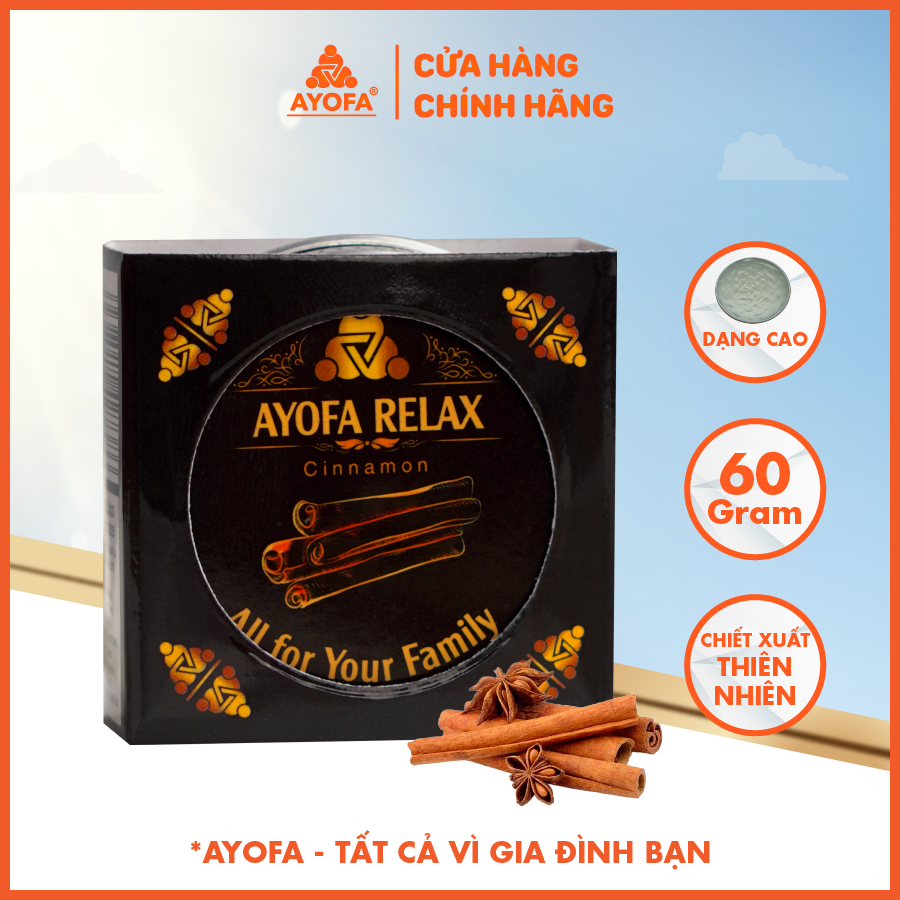 Cao Thảo Mộc Cho Mẹ và Bé AYOFA RELAX 60g Hương Quế Giảm Ho, Giảm Ngứa Côn Trùng Cắn, Vết Bầm Tím