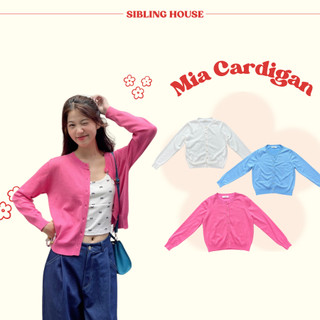  Thời trang hè Áo khoác len cardigan tay dài cổ tròn form rộng điểm nhấn nút dọc Mia Cardigan - Sibling