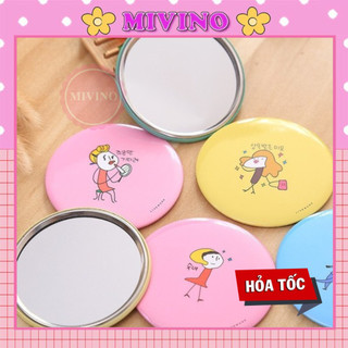 Gương tròn Mivino gương mini trang điểm cầm tay siêu cute GS02