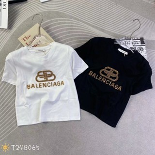 Áo thun croptop nữ tay ngắn cổ tròn chữ cườm BB hàng Quảng Châu chất cotton, áo phông baby tee mùa hè hàn quốc 248065