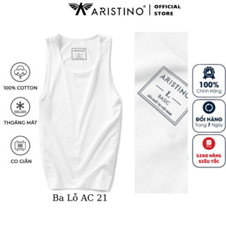 Áo lót nam ba lỗ Aristino mã AC21 trắng trơn 100% cotton thấm hút mồ hôi cực tốt, không bai nhão