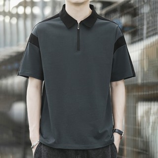 Áo thun nam tay ngắn mùa hè ECOLLECT dây khoá kéo cổ áo pha phối đơn giản tinh tế polo thời trang đi biển đi chơi - CD28