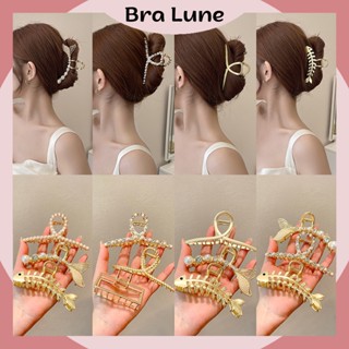 Kẹp tóc đính đá Hàn Quốc cỡ lớn Bralune, kẹp càng cua cute, cặp tóc kim loại xinh xắn