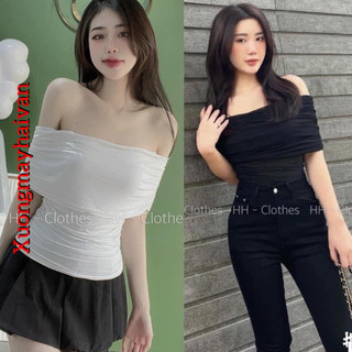 HV - Áo  trễ vai thun rúm xinh xắn tay cộc