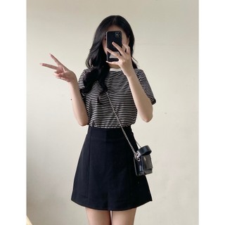 Áo thun, áo phông kẻ cổ tròn basic - heppy aophongke546_p13k20