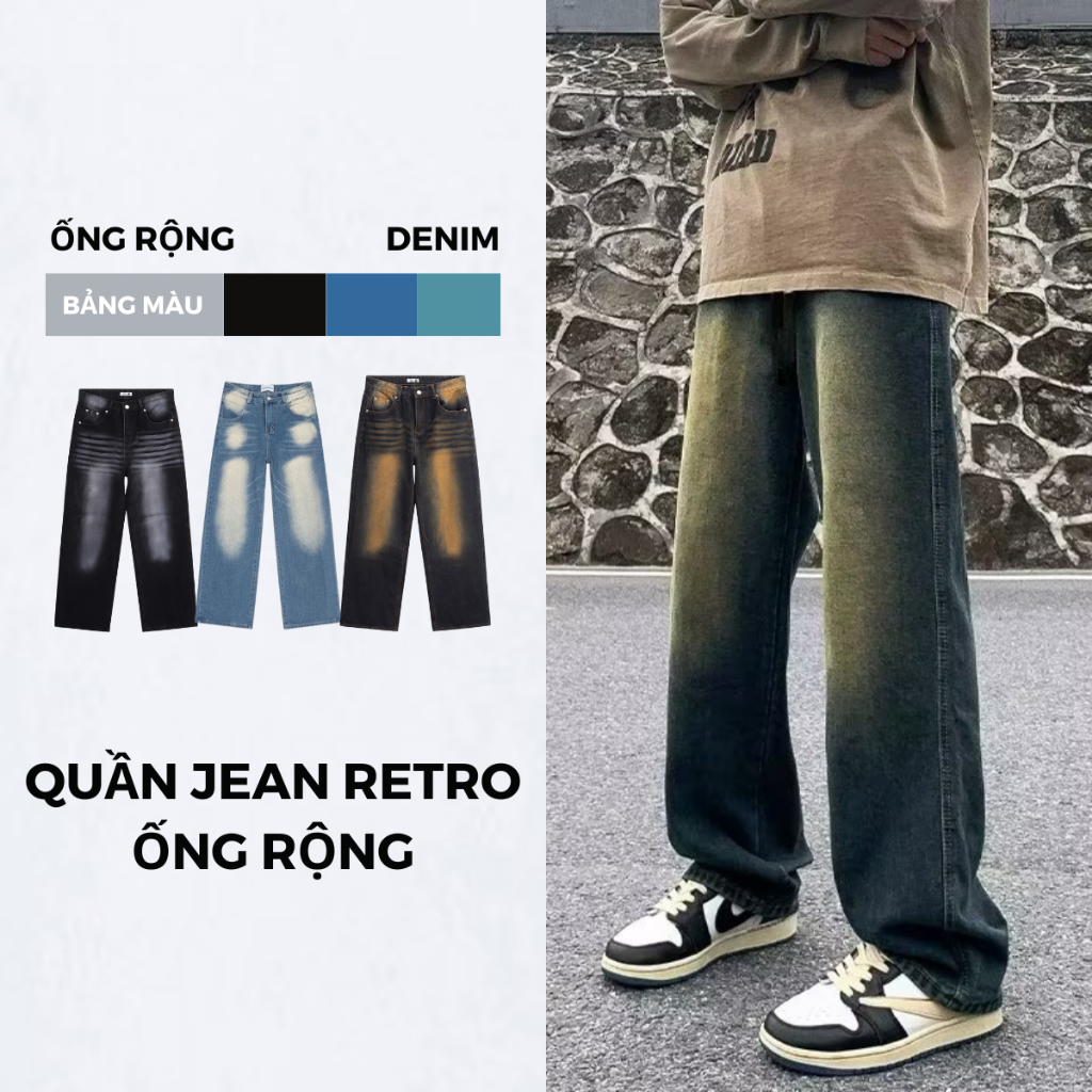 Quần Jean Ống Rộng Nam Nữ Unisex WASH 3 Màu MIAA Hàng Cao Cấp, Quần bò nam dáng rộng BIGSIZE MÀU HOT TREND 2024