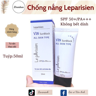 Kem chống nắng nâng tông, kiềm dầu cho mọi loại da Leparisien Vin SunBlock SPF50+ PA+++ 50ml