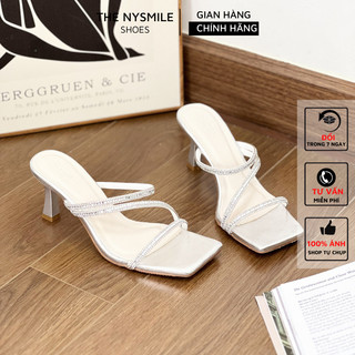 Dép guốc 7p gót nhọn quai đính đá, guốc nữ - thenysmile - rubyy