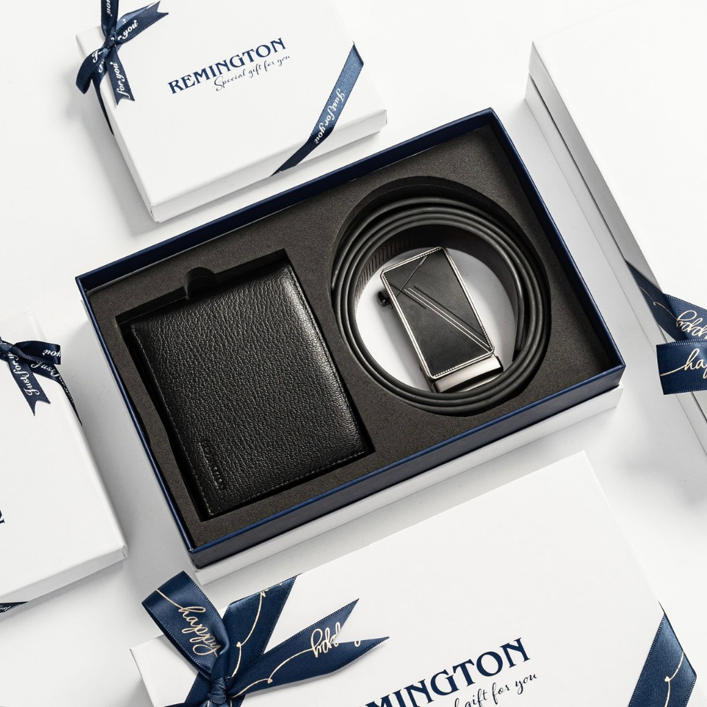 Set thắt lưng ví nam fullbox chính hãng Remington Ralp in free 3 ảnh và tặng kèm hộp, túi giấy làm q