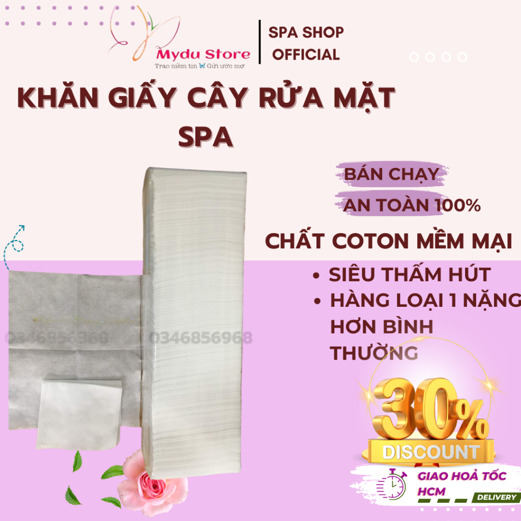 Khăn giấy cây rửa mặt loại 1 spa