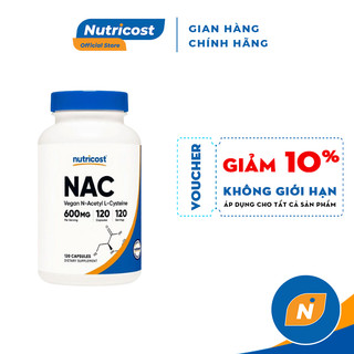 Viên Uống Hỗ Trợ Hệ Thống Miễn Dịch Và Chống Oxi Hóa Nutricost Nac Vegan N-Acetyl L-Cysteine 600mg