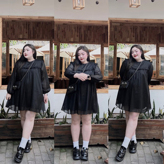 D14 Đầm bbd phối bèo lưng nơ bigsize 60-105kg